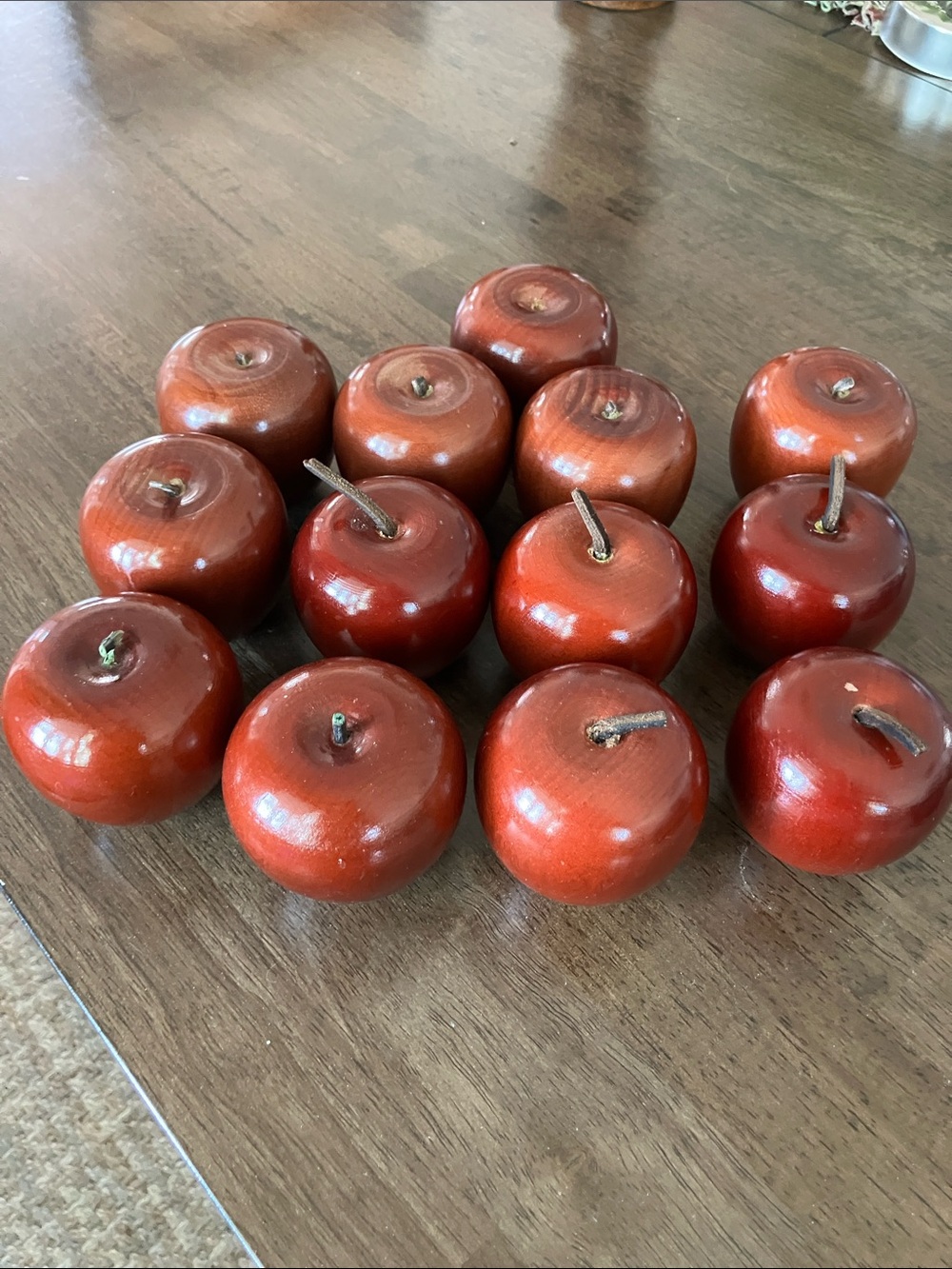 Set of 13 Decorative Red Wooden Apples - Picture 8 of 13